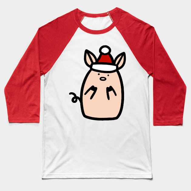 Santa Hat Piggy Baseball T-Shirt by saradaboru